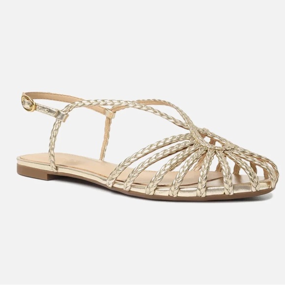 Arezzo Gold Braided Sandals in Size 11 - Picture 1 of 9